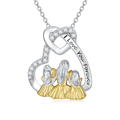 Shusukue Mutter und Tochter Silberkette Herzförmige Halskette mit Vergoldet Halskette für Damen 925 Silber Schmuck Muttertagsgeschenk Damen von Shusukue