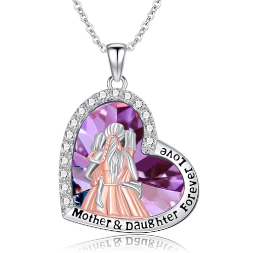Shusukue Mutter und Tochter Silberkette Kristall Herzförmige Halskette für Damen 925 Silber Schmuck Muttertagsgeschenk Damen Shusukue Mutter und Tochter Silberkette Kristall Herzförmige Halskette für Damen 925 Silber Schmuck Muttertagsgeschenk Damen von Shusukue