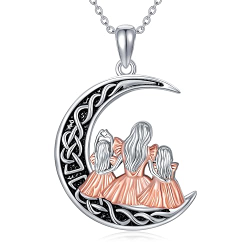 Shusukue Mutter und Tochter Silberkette Mond Herzförmige Halskette mit Vergoldet Halskette für Damen 925 Silber Schmuck Muttertagsgeschenk Damen von Shusukue