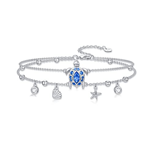 Shusukue Schildkröte Armband 925 Sterling Silber Armkette Schmuck Verstellbares Armband,Schmuckgeschenke für Frauen Mädchen von Shusukue