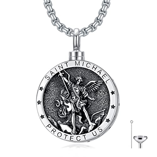 Mensch Urnenketten für Asche Erzengel St. Michael Schutzpatron Urne Halskette Medaillon 925 Silber Schmuck von Shusukue