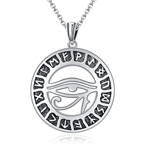 Shusukue Wikinger Kette Herren 925 Sterling Silber Auge des Hours Anhänger Halskette Religiöser Amulett Schmuck Viking Geschenk für Damen Männer… von Shusukue