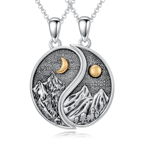 Shusukue Yin-Yang-Halskette, S925 Sterlingsilber, passende Bergkette für Paare, Naturkette, Freundschaftskette, Paarketten, Paarschmuck, Valentinstagsgeschenke für Männer und Frauen Shusukue Yin-Yang-Halskette, S925 Sterlingsilber, passende Bergkette für Paare, Naturkette, Freundschaftskette, Paarketten, Paarschmuck, Valentinstagsgeschenke für Männer und Frauen von Shusukue
