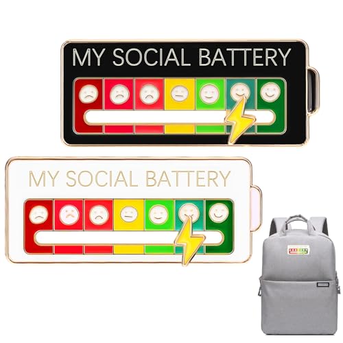 Social Battery Pin 2 Pcs My Social Battery Badge Mood Conversion Pins for 7 Days Badges Display Cute Creative Expression Pin Brosche for Introverts Interactive Men Women Gift, 5x2cm, Legierter Stahl Social Battery Pin 2 Pcs My Social Battery Badge Mood Conversion Pins for 7 Days Badges Display Cute Creative Expression Pin Brosche for Introverts Interactive Men Women Gift, 5x2cm, Legierter Stahl von Shuul