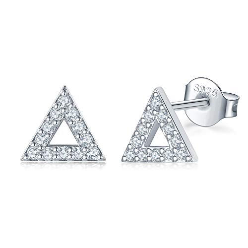 Shuxin Silber Damen Ohrstecker Ohrringe, 925 Sterling Silber Geometrie Ohrstecker Ohrringe, 8mm Silber Dreieck Ohrstecker Ohrringe, Unisex Klein Schlafen Knorpel Ohrstecker für Frauen Mädchen von Shuxin