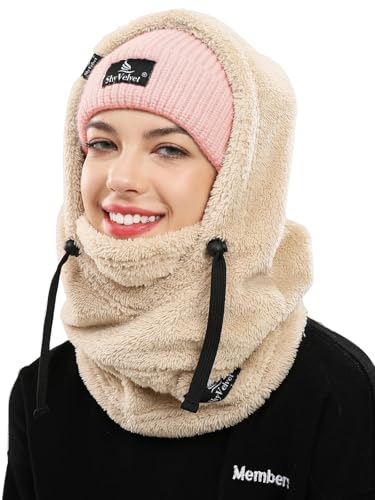 Shy Velvet Plüsch Sturmhaube Mütze Winter Thermo Skimaske Wolle Balaclava für Radfahren, Snowboarden, Skifahren, Motorradfahren Winddicht Gesichtshaube für Herren/Damen von Shy Velvet