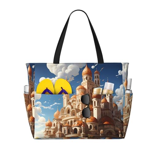 Anime Castle Sky Strand-Reisetasche, große Kapazität, Damen-Handtasche ist wasserdicht und sanddicht, geeignet für Reisen, Strandurlaub usw. Anime Castle Sky Strand-Reisetasche, große Kapazität, Damen-Handtasche ist wasserdicht und sanddicht, geeignet für Reisen, Strandurlaub usw. von ShyHhts
