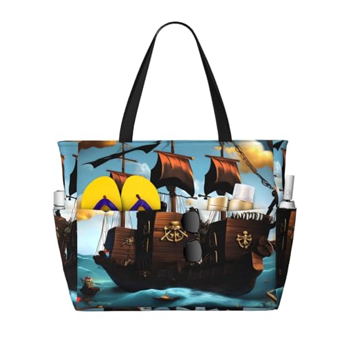 Cartoon-Piratenschiff, große Kapazität, Strand-Reisetasche, Damen-Handtasche ist wasserdicht und sanddicht, geeignet für Reisen, Strandurlaub usw. Cartoon-Piratenschiff, große Kapazität, Strand-Reisetasche, Damen-Handtasche ist wasserdicht und sanddicht, geeignet für Reisen, Strandurlaub usw. von ShyHhts
