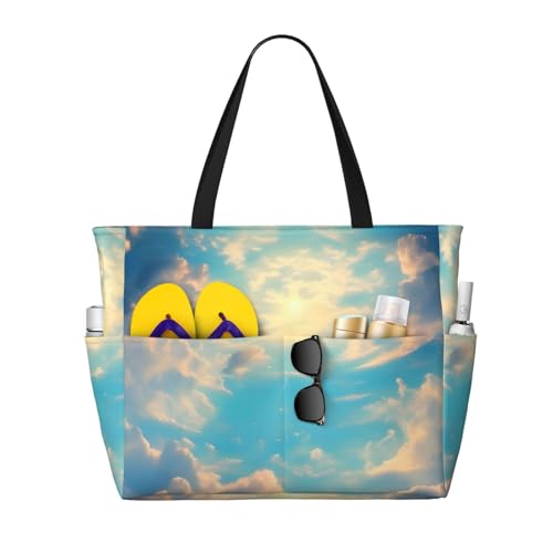 Cloudy Sky Strand-Reisetasche mit großer Kapazität, Damen-Handtasche ist wasserdicht und sanddicht, geeignet für Reisen, Strandurlaub usw. Cloudy Sky Strand-Reisetasche mit großer Kapazität, Damen-Handtasche ist wasserdicht und sanddicht, geeignet für Reisen, Strandurlaub usw. von ShyHhts