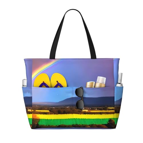ShyHhts Abend-Regenbogen-Reisetasche mit großem Fassungsvermögen, Damen-Handtasche ist wasserdicht und sanddicht, geeignet für Reisen, Strandurlaub usw., schwarz ShyHhts Abend-Regenbogen-Reisetasche mit großem Fassungsvermögen, Damen-Handtasche ist wasserdicht und sanddicht, geeignet für Reisen, Strandurlaub usw., schwarz von ShyHhts