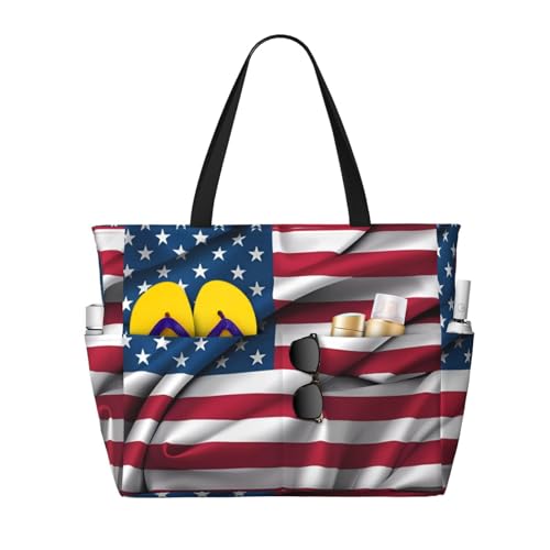 ShyHhts Amerikanische Flagge, große Kapazität, Strand-Reisetasche, Damen-Handtasche ist wasserdicht und sanddicht, geeignet für Reisen, Strandurlaub usw. ShyHhts Amerikanische Flagge, große Kapazität, Strand-Reisetasche, Damen-Handtasche ist wasserdicht und sanddicht, geeignet für Reisen, Strandurlaub usw. von ShyHhts
