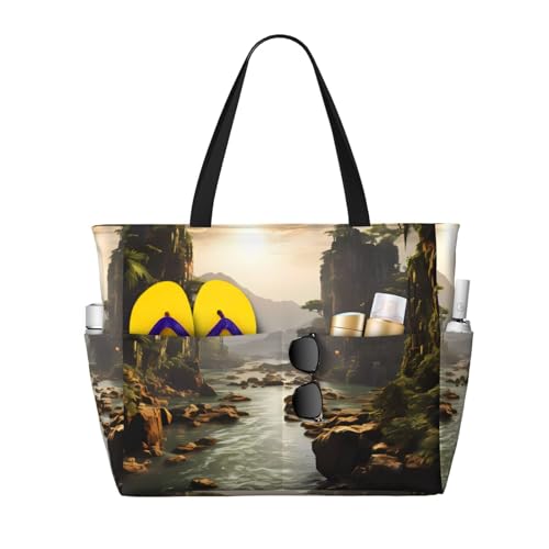 ShyHhts Berge und Flüsse große Kapazität Strand-Reisetasche, Damen-Handtasche ist wasserdicht und sanddicht, geeignet für Reisen, Strandurlaub usw. ShyHhts Berge und Flüsse große Kapazität Strand-Reisetasche, Damen-Handtasche ist wasserdicht und sanddicht, geeignet für Reisen, Strandurlaub usw. von ShyHhts