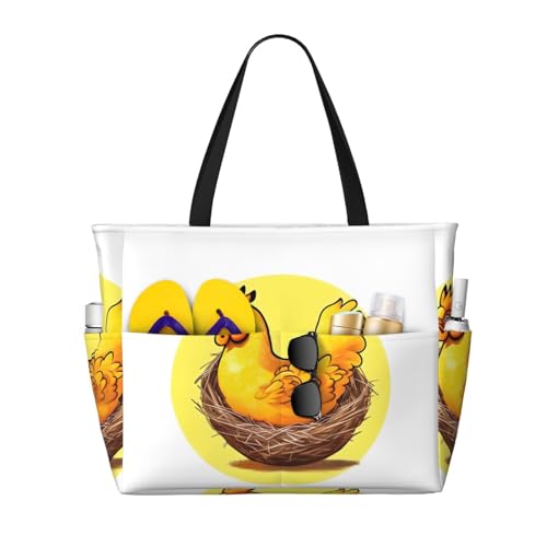 ShyHhts Bird'S Nest Golden Chicken Große Kapazität Strand Reisetasche Damen Handtasche ist wasserdicht und sanddicht, geeignet für Reisen, Strandurlaub usw., Schwarz ShyHhts Bird'S Nest Golden Chicken Große Kapazität Strand Reisetasche Damen Handtasche ist wasserdicht und sanddicht, geeignet für Reisen, Strandurlaub usw., Schwarz von ShyHhts