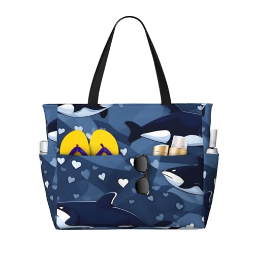 ShyHhts Blue Killer Whale Strand-Reisetasche, Damen-Handtasche ist wasserdicht und sanddicht, geeignet für Reisen, Strandurlaub usw., Schwarz ShyHhts Blue Killer Whale Strand-Reisetasche, Damen-Handtasche ist wasserdicht und sanddicht, geeignet für Reisen, Strandurlaub usw., Schwarz von ShyHhts