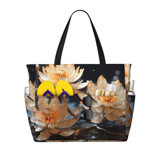 ShyHhts Bohemian White Lotus Große Kapazität Strand Reisetasche Damen Handtasche ist wasserdicht und sanddicht, geeignet für Reisen, Strandurlaub usw. ShyHhts Bohemian White Lotus Große Kapazität Strand Reisetasche Damen Handtasche ist wasserdicht und sanddicht, geeignet für Reisen, Strandurlaub usw. von ShyHhts