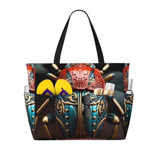 ShyHhts Bunte Käfer-Reisetasche mit großem Fassungsvermögen, Damen-Handtasche ist wasserdicht und sanddicht, geeignet für Reisen, Strandurlaub usw. von ShyHhts