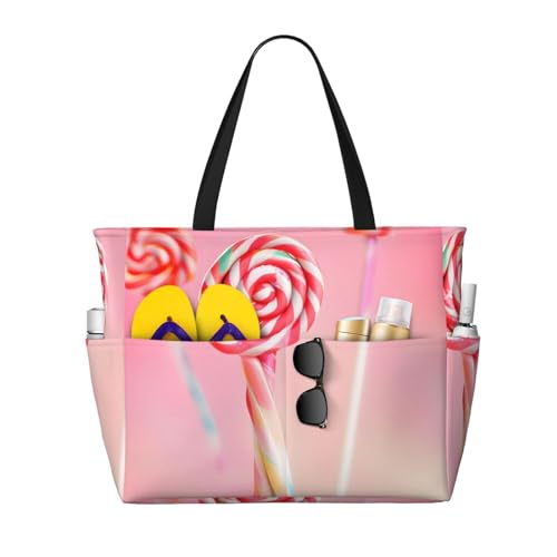 ShyHhts Bunte Lollipop-Strand-Reisetasche, Damen-Handtasche ist wasserdicht und sanddicht, geeignet für Reisen, Strandurlaub usw. ShyHhts Bunte Lollipop-Strand-Reisetasche, Damen-Handtasche ist wasserdicht und sanddicht, geeignet für Reisen, Strandurlaub usw. von ShyHhts