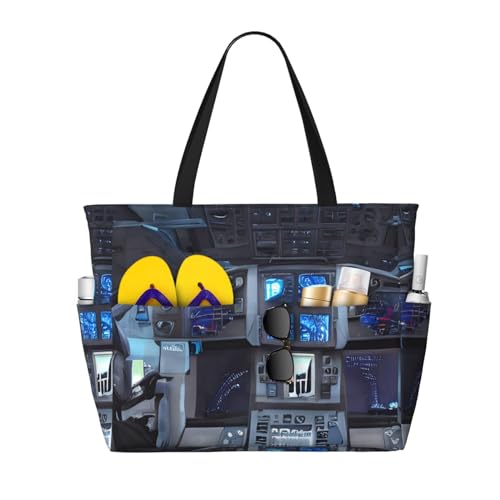 ShyHhts Cabin Of The Future Strand-Reisetasche mit großem Fassungsvermögen, Damen-Handtasche ist wasserdicht und sanddicht, geeignet für Reisen, Strandurlaub usw., Schwarz ShyHhts Cabin Of The Future Strand-Reisetasche mit großem Fassungsvermögen, Damen-Handtasche ist wasserdicht und sanddicht, geeignet für Reisen, Strandurlaub usw., Schwarz von ShyHhts