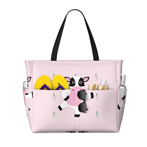 ShyHhts Cartoon Calf Große Kapazität Strand Reisetasche Damen Handtasche ist wasserdicht und sanddicht, geeignet für Reisen, Strandurlaub usw., Schwarz ShyHhts Cartoon Calf Große Kapazität Strand Reisetasche Damen Handtasche ist wasserdicht und sanddicht, geeignet für Reisen, Strandurlaub usw., Schwarz von ShyHhts