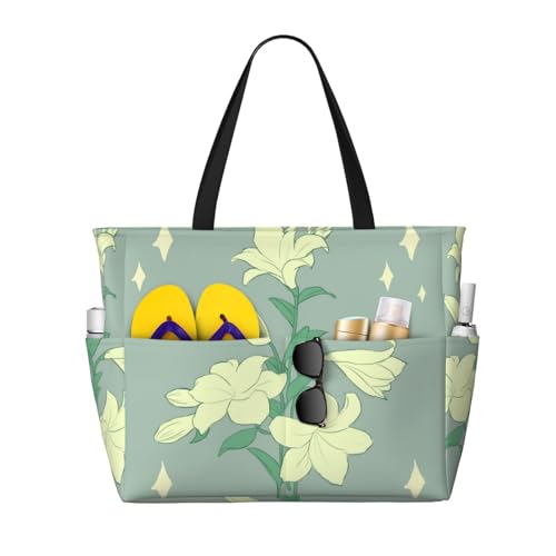 ShyHhts Cartoon White Lilies Große Kapazität Strand Reisetasche Damen Handtasche ist wasserdicht und sanddicht, geeignet für Reisen, Strandurlaub usw. ShyHhts Cartoon White Lilies Große Kapazität Strand Reisetasche Damen Handtasche ist wasserdicht und sanddicht, geeignet für Reisen, Strandurlaub usw. von ShyHhts