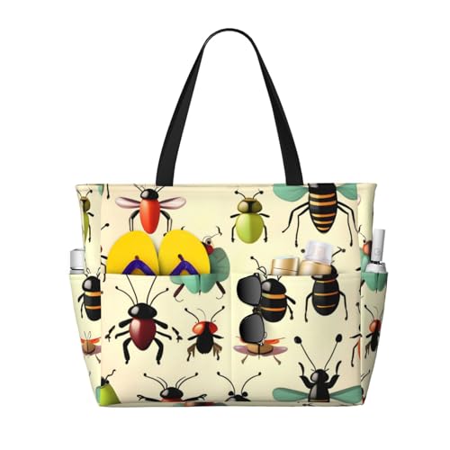 ShyHhts Cartoon kleine Insekten große Kapazität Strand Reisetasche Damen Handtasche ist wasserdicht und sanddicht, geeignet für Reisen, Strandurlaub usw., schwarz ShyHhts Cartoon kleine Insekten große Kapazität Strand Reisetasche Damen Handtasche ist wasserdicht und sanddicht, geeignet für Reisen, Strandurlaub usw., schwarz von ShyHhts