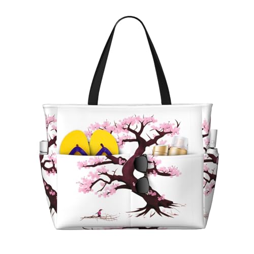 ShyHhts Cherry Blossoms Tree Große Kapazität Strand Reisetasche Damen Handtasche ist wasserdicht und sanddicht, geeignet für Reisen, Strandurlaub usw., Schwarz ShyHhts Cherry Blossoms Tree Große Kapazität Strand Reisetasche Damen Handtasche ist wasserdicht und sanddicht, geeignet für Reisen, Strandurlaub usw., Schwarz von ShyHhts