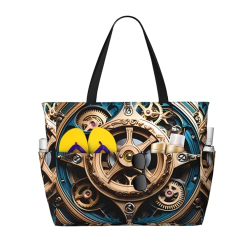 ShyHhts Cool Steampunk Gears Große Kapazität Strand Reisetasche Damen Handtasche ist wasserdicht und sanddicht, geeignet für Reisen, Strandurlaub usw., Schwarz ShyHhts Cool Steampunk Gears Große Kapazität Strand Reisetasche Damen Handtasche ist wasserdicht und sanddicht, geeignet für Reisen, Strandurlaub usw., Schwarz von ShyHhts