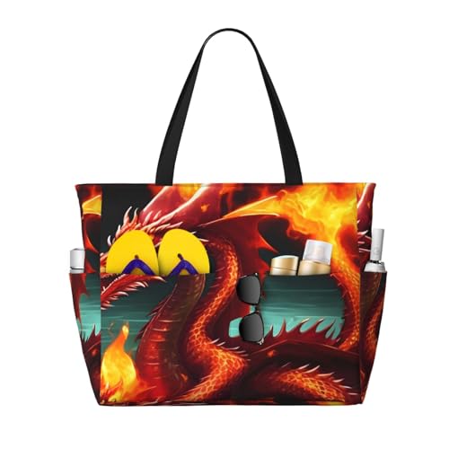 ShyHhts Dragon King In Fire Große Kapazität Strand Reisetasche Damen Handtasche ist wasserdicht und sanddicht, geeignet für Reisen, Strandurlaub usw. ShyHhts Dragon King In Fire Große Kapazität Strand Reisetasche Damen Handtasche ist wasserdicht und sanddicht, geeignet für Reisen, Strandurlaub usw. von ShyHhts