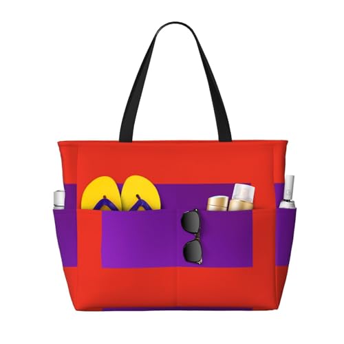ShyHhts Einfarbige dunkelviolette Strand-Reisetasche, Damen-Handtasche ist wasserdicht und sanddicht, geeignet für Reisen, Strandurlaub usw. von ShyHhts