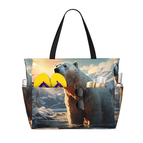 ShyHhts Eisbär im Winter, große Kapazität, Strand-Reisetasche, Damen-Handtasche ist wasserdicht und sanddicht, geeignet für Reisen, Strandurlaub usw. ShyHhts Eisbär im Winter, große Kapazität, Strand-Reisetasche, Damen-Handtasche ist wasserdicht und sanddicht, geeignet für Reisen, Strandurlaub usw. von ShyHhts