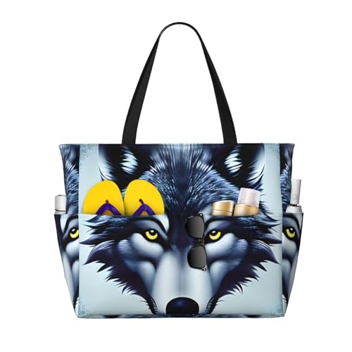 ShyHhts Fierce Wolf Head große Kapazität Strand Reisetasche Damen Handtasche ist wasserdicht und sanddicht, geeignet für Reisen, Strandurlaub usw. ShyHhts Fierce Wolf Head große Kapazität Strand Reisetasche Damen Handtasche ist wasserdicht und sanddicht, geeignet für Reisen, Strandurlaub usw. von ShyHhts