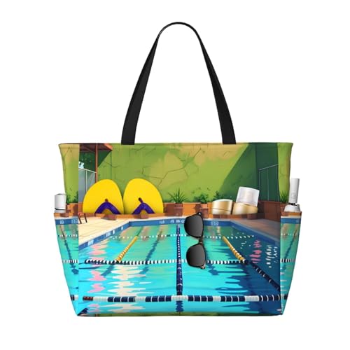 ShyHhts Flamingo und Schwimmbad große Kapazität Strand Reisetasche Damen Handtasche ist wasserdicht und sanddicht, geeignet für Reisen, Strandurlaub usw., Schwarz ShyHhts Flamingo und Schwimmbad große Kapazität Strand Reisetasche Damen Handtasche ist wasserdicht und sanddicht, geeignet für Reisen, Strandurlaub usw., Schwarz von ShyHhts