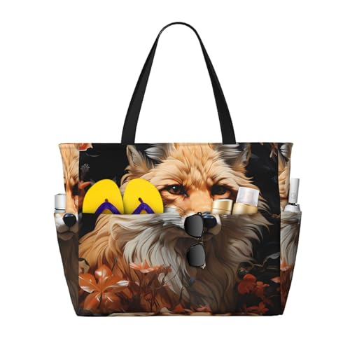 ShyHhts Fox and Flowers Große Kapazität Strand Reisetasche Damen Handtasche ist wasserdicht und sanddicht, geeignet für Reisen, Strandurlaub usw. ShyHhts Fox and Flowers Große Kapazität Strand Reisetasche Damen Handtasche ist wasserdicht und sanddicht, geeignet für Reisen, Strandurlaub usw. von ShyHhts
