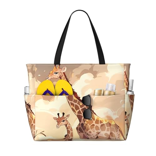 ShyHhts Giraffe Mutter und Kind große Kapazität Strand Reisetasche Damen Handtasche ist wasserdicht und sanddicht, geeignet für Reisen, Strandurlaub usw., schwarz ShyHhts Giraffe Mutter und Kind große Kapazität Strand Reisetasche Damen Handtasche ist wasserdicht und sanddicht, geeignet für Reisen, Strandurlaub usw., schwarz von ShyHhts