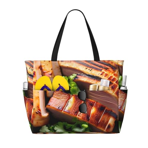 ShyHhts Golden Roast Große Kapazität Strand Reisetasche Damen Handtasche ist wasserdicht und sanddicht, geeignet für Reisen, Strandurlaub usw., Schwarz ShyHhts Golden Roast Große Kapazität Strand Reisetasche Damen Handtasche ist wasserdicht und sanddicht, geeignet für Reisen, Strandurlaub usw., Schwarz von ShyHhts