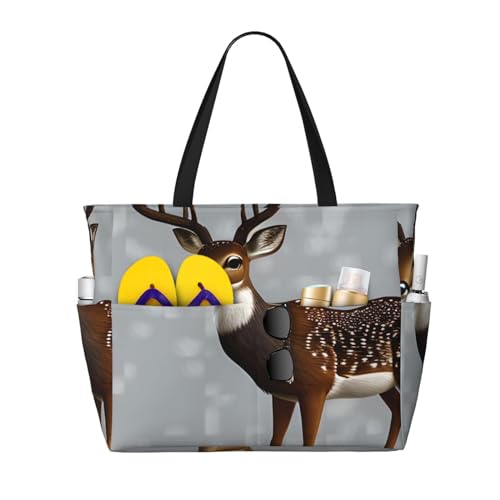 ShyHhts Graue Pflaume Hirsch große Kapazität Strand Reisetasche Damen Handtasche ist wasserdicht und sanddicht, geeignet für Reisen, Strandurlaub usw. ShyHhts Graue Pflaume Hirsch große Kapazität Strand Reisetasche Damen Handtasche ist wasserdicht und sanddicht, geeignet für Reisen, Strandurlaub usw. von ShyHhts