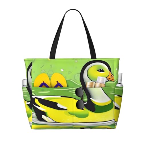 ShyHhts Green Duck Strand-Reisetasche mit großem Fassungsvermögen, Damen-Handtasche ist wasserdicht und sanddicht, geeignet für Reisen, Strandurlaub usw. ShyHhts Green Duck Strand-Reisetasche mit großem Fassungsvermögen, Damen-Handtasche ist wasserdicht und sanddicht, geeignet für Reisen, Strandurlaub usw. von ShyHhts