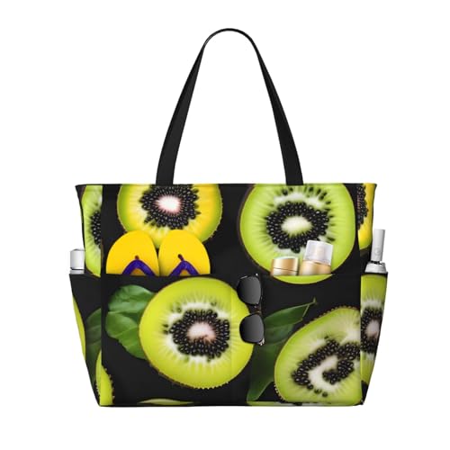ShyHhts Green Kiwi Strand-Reisetasche, große Kapazität, Damen-Handtasche ist wasserdicht und sanddicht, geeignet für Reisen, Strandurlaub usw., Schwarz ShyHhts Green Kiwi Strand-Reisetasche, große Kapazität, Damen-Handtasche ist wasserdicht und sanddicht, geeignet für Reisen, Strandurlaub usw., Schwarz von ShyHhts