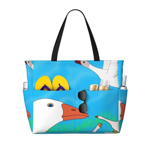 ShyHhts Happy White Goose Strand-Reisetasche, große Kapazität, Damen-Handtasche ist wasserdicht und sanddicht, geeignet für Reisen, Strandurlaub usw., Schwarz, Einheitsgröße ShyHhts Happy White Goose Strand-Reisetasche, große Kapazität, Damen-Handtasche ist wasserdicht und sanddicht, geeignet für Reisen, Strandurlaub usw., Schwarz, Einheitsgröße von ShyHhts
