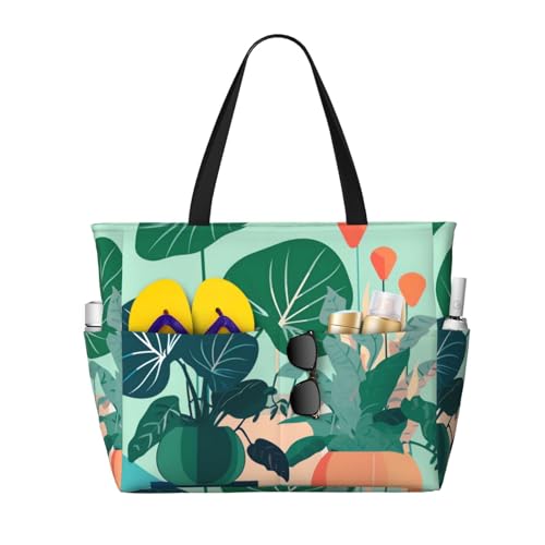 ShyHhts Indoor-Reisetasche mit Cartoon-Motiv, Grünpflanzen, große Kapazität, Strand-Reisetasche, Damen-Handtasche ist wasserdicht und sanddicht, geeignet für Reisen, Strandurlaub usw., Schwarz ShyHhts Indoor-Reisetasche mit Cartoon-Motiv, Grünpflanzen, große Kapazität, Strand-Reisetasche, Damen-Handtasche ist wasserdicht und sanddicht, geeignet für Reisen, Strandurlaub usw., Schwarz von ShyHhts