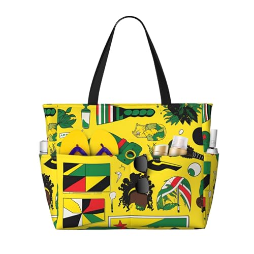 ShyHhts Jamaican Elements Strand-Reisetasche mit großem Fassungsvermögen, Damen-Handtasche ist wasserdicht und sanddicht, geeignet für Reisen, Strandurlaub usw. ShyHhts Jamaican Elements Strand-Reisetasche mit großem Fassungsvermögen, Damen-Handtasche ist wasserdicht und sanddicht, geeignet für Reisen, Strandurlaub usw. von ShyHhts