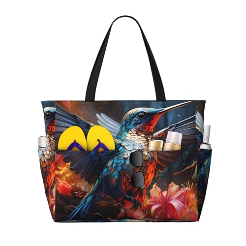 ShyHhts Kolibri-Strand-Reisetasche mit großem Fassungsvermögen, Damen-Handtasche ist wasserdicht und sanddicht, geeignet für Reisen, Strandurlaub usw., Schwarz ShyHhts Kolibri-Strand-Reisetasche mit großem Fassungsvermögen, Damen-Handtasche ist wasserdicht und sanddicht, geeignet für Reisen, Strandurlaub usw., Schwarz von ShyHhts