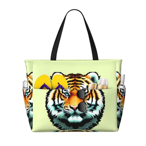 ShyHhts Little Fat Tiger Head Große Kapazität Strand Reisetasche Damen Handtasche ist wasserdicht und sanddicht, geeignet für Reisen, Strandurlaub usw., schwarz ShyHhts Little Fat Tiger Head Große Kapazität Strand Reisetasche Damen Handtasche ist wasserdicht und sanddicht, geeignet für Reisen, Strandurlaub usw., schwarz von ShyHhts