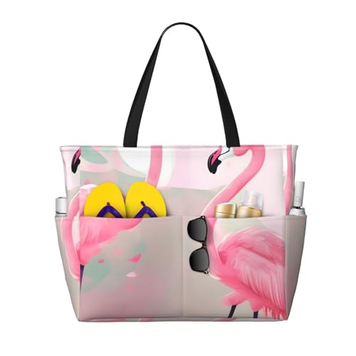 ShyHhts Love Flamingo Strand-Reisetasche mit großem Fassungsvermögen, Damen-Handtasche ist wasserdicht und sanddicht, geeignet für Reisen, Strandurlaub usw. ShyHhts Love Flamingo Strand-Reisetasche mit großem Fassungsvermögen, Damen-Handtasche ist wasserdicht und sanddicht, geeignet für Reisen, Strandurlaub usw. von ShyHhts