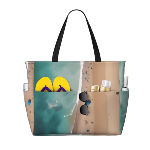 ShyHhts Luftansicht des Strandes, große Kapazität, Strand-Reisetasche, Damen-Handtasche ist wasserdicht und sanddicht, geeignet für Reisen, Strandurlaub usw., Schwarz ShyHhts Luftansicht des Strandes, große Kapazität, Strand-Reisetasche, Damen-Handtasche ist wasserdicht und sanddicht, geeignet für Reisen, Strandurlaub usw., Schwarz von ShyHhts