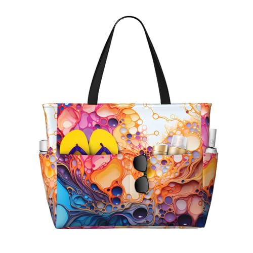 ShyHhts Mehrfarbige Marmorierung, große Kapazität, Strand-Reisetasche, Damen-Handtasche ist wasserdicht und sanddicht, geeignet für Reisen, Strandurlaub usw. ShyHhts Mehrfarbige Marmorierung, große Kapazität, Strand-Reisetasche, Damen-Handtasche ist wasserdicht und sanddicht, geeignet für Reisen, Strandurlaub usw. von ShyHhts