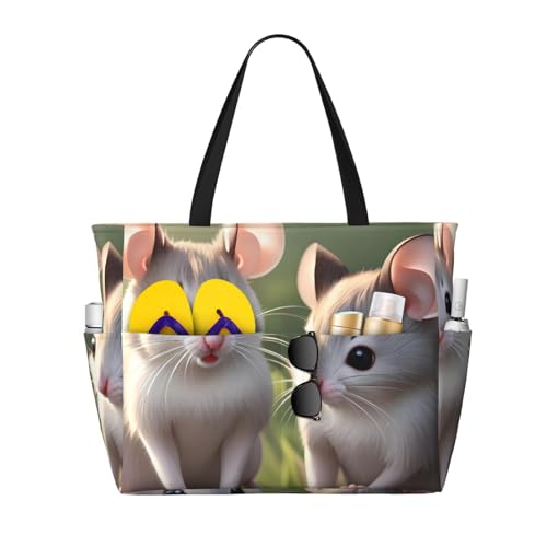 ShyHhts Mouse In Love Große Kapazität Strand Reisetasche Damen Handtasche ist wasserdicht und sanddicht, geeignet für Reisen, Strandurlaub usw. von ShyHhts