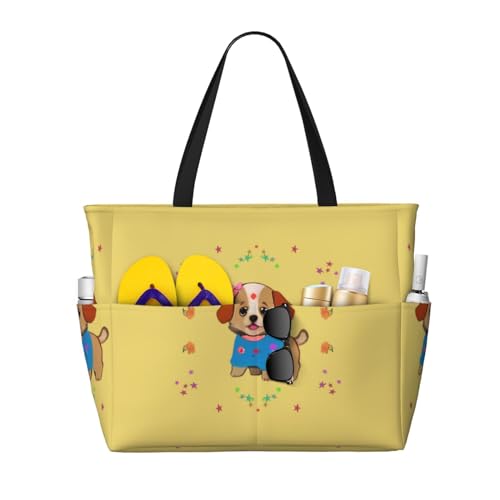 ShyHhts Niedliche Cartoon-Hunde-Reisetasche mit großem Fassungsvermögen, Damen-Handtasche ist wasserdicht und sanddicht, geeignet für Reisen, Strandurlaub usw. ShyHhts Niedliche Cartoon-Hunde-Reisetasche mit großem Fassungsvermögen, Damen-Handtasche ist wasserdicht und sanddicht, geeignet für Reisen, Strandurlaub usw. von ShyHhts