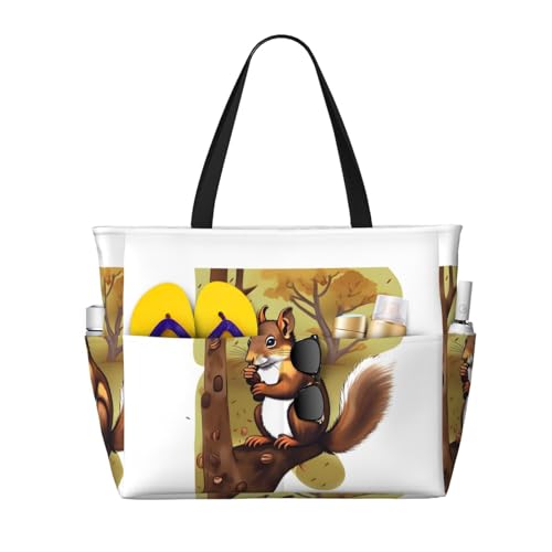 ShyHhts Nut-Eating Eichhörnchen große Kapazität Strand Reisetasche Damen Handtasche ist wasserdicht und sanddicht, geeignet für Reisen, Strandurlaub usw. von ShyHhts