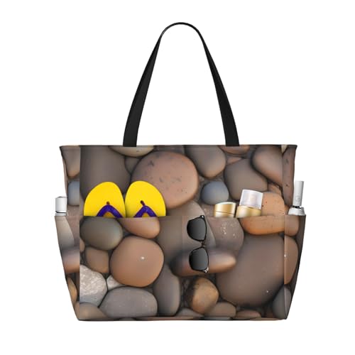 ShyHhts Pebbles In The Beach Große Kapazität Strand-Reisetasche, Damen-Handtasche ist wasserdicht und sanddicht, geeignet für Reisen, Strandurlaub usw. von ShyHhts